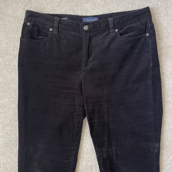 Talbots Pants Womens 12 Black Corduroy Signature Stretch Casual Office Fall - Picture 2 of 12